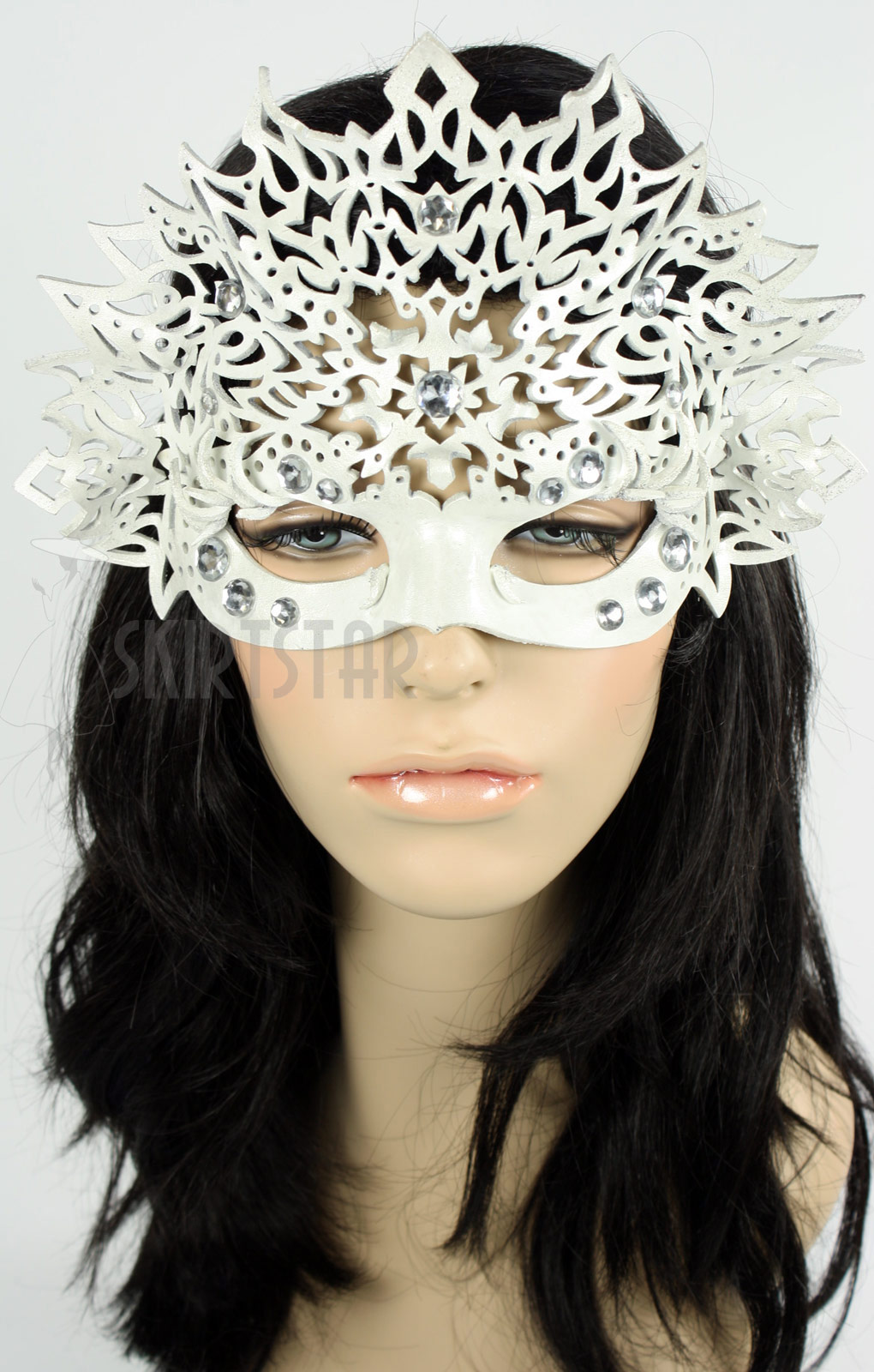 USA Made Leather Mask Masquerade Snow Queen Ice Winter Snowflake Costume Nymph