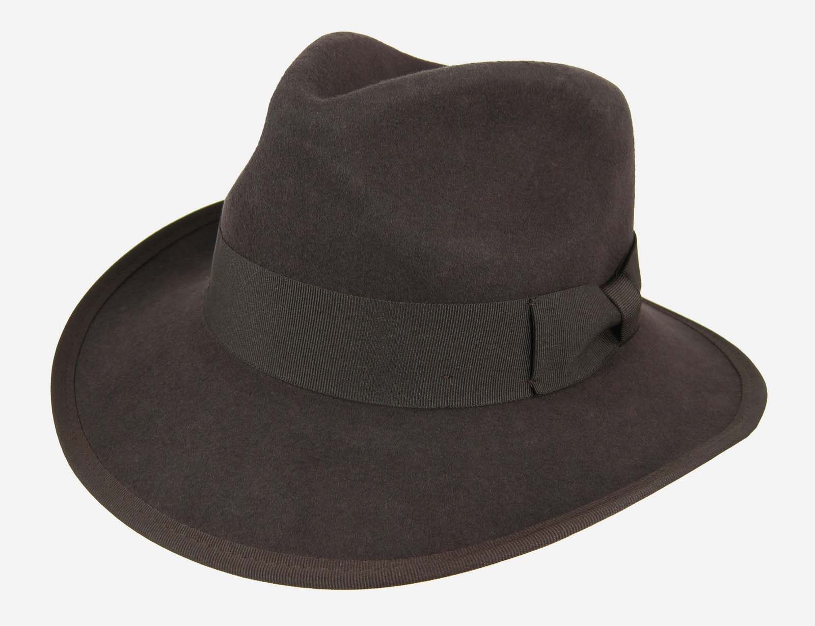 Classic Safari Pinched Front FEDORA Indiana Jones Style Hat Dark Brown