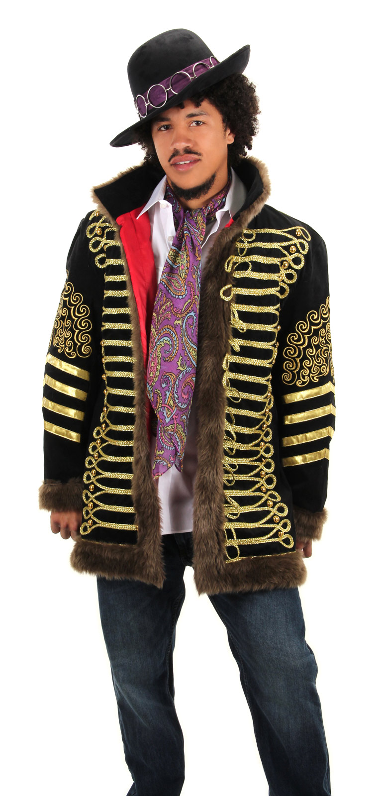 Deluxe Jimi Hendrix Black And Gold Jacket Premium Costume Adult Mens S Medium L Xl Ebay 