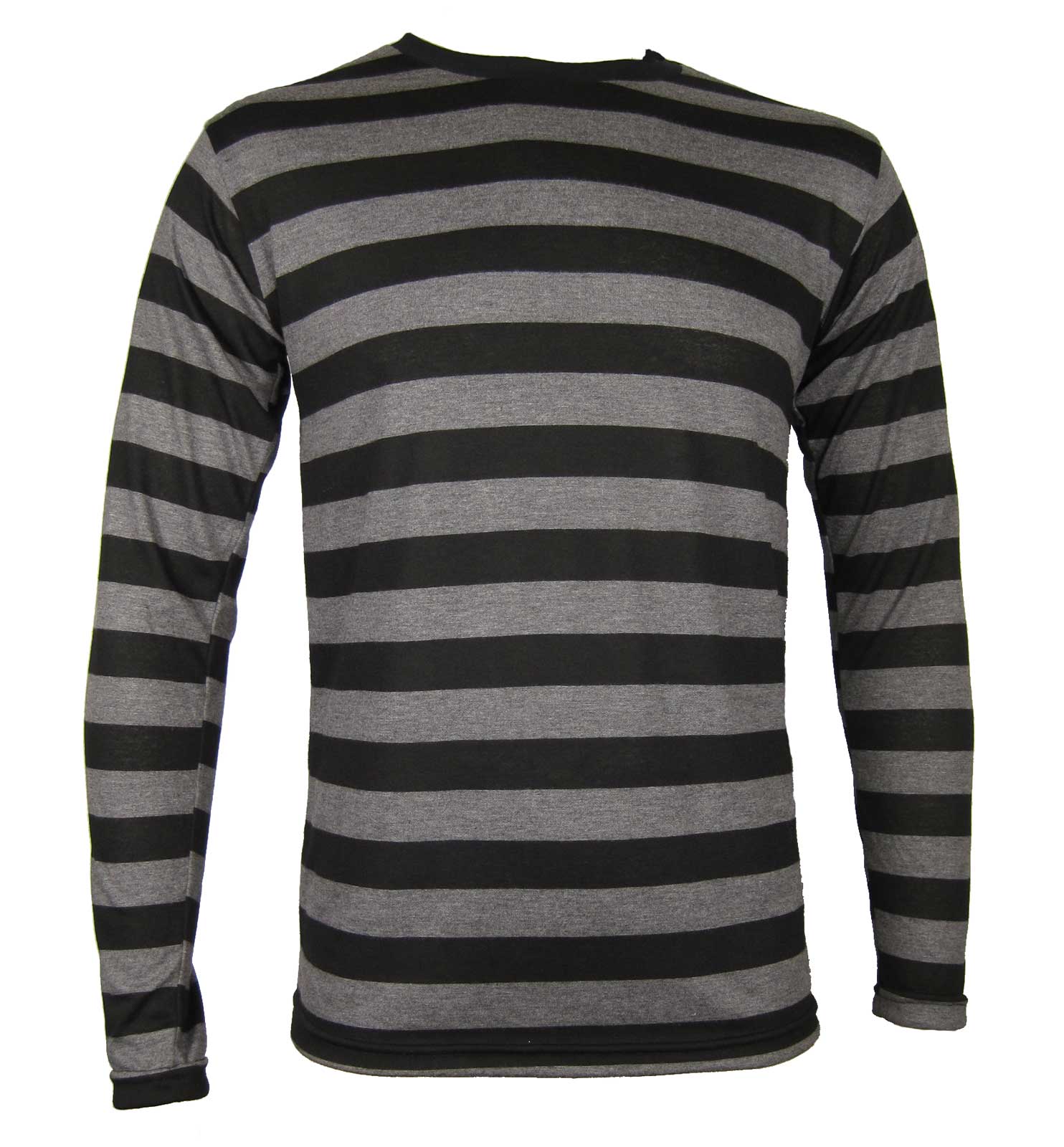 NYC Long Sleeve PUNK GOTH Emo Stripe Striped Shirt Black Charcoal S M L XL