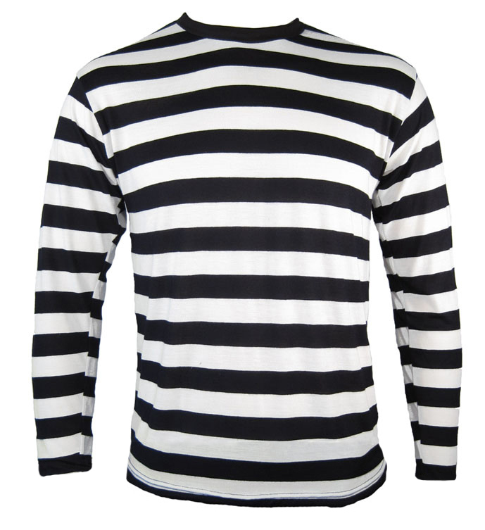 Child Teen NYC Long Sleeve PUNK mime Stripe Striped Shirt Black White S