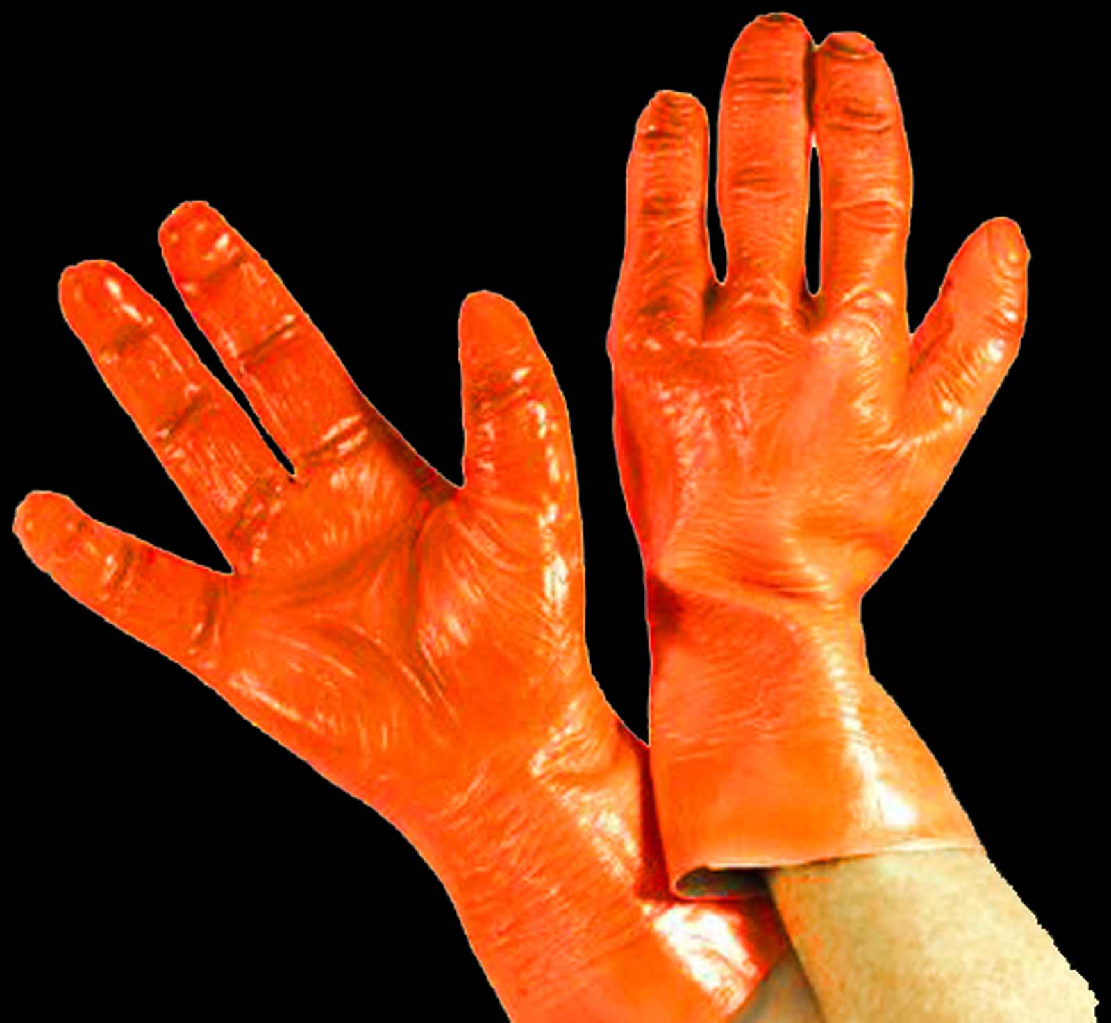 Alien Ufo Extra Terrestrial Et Latex Costume Gloves Orange Black Light