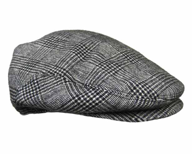 Plaid IVY WOOL GATSBY newsboy retro Hat Black Grey