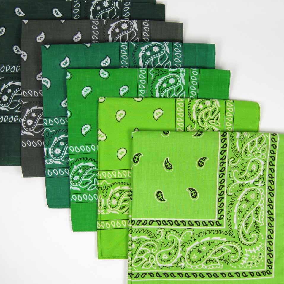 Paisley Cotton Bandanas Shades of green, Holiday decor, Cotton bandanas
