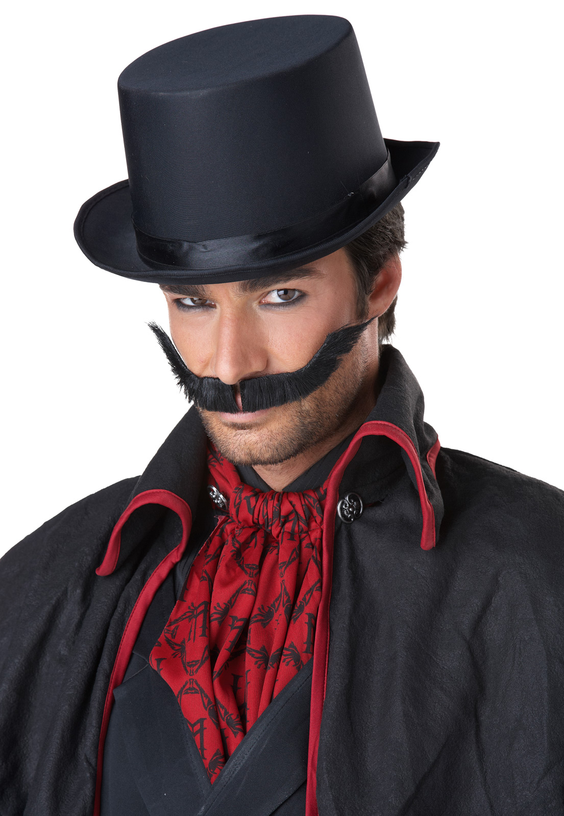 Dastardly Villian Victorian Steampunk Old West Fashioned Costume Mustache Black