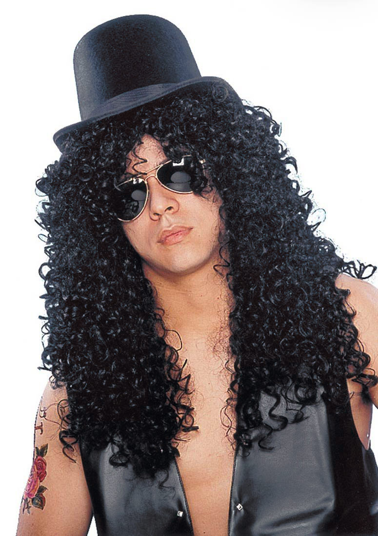 Heavy Metal Slash Guns N Roses Wig Top Hat Mirrored Sunglasses Costume Ebay 