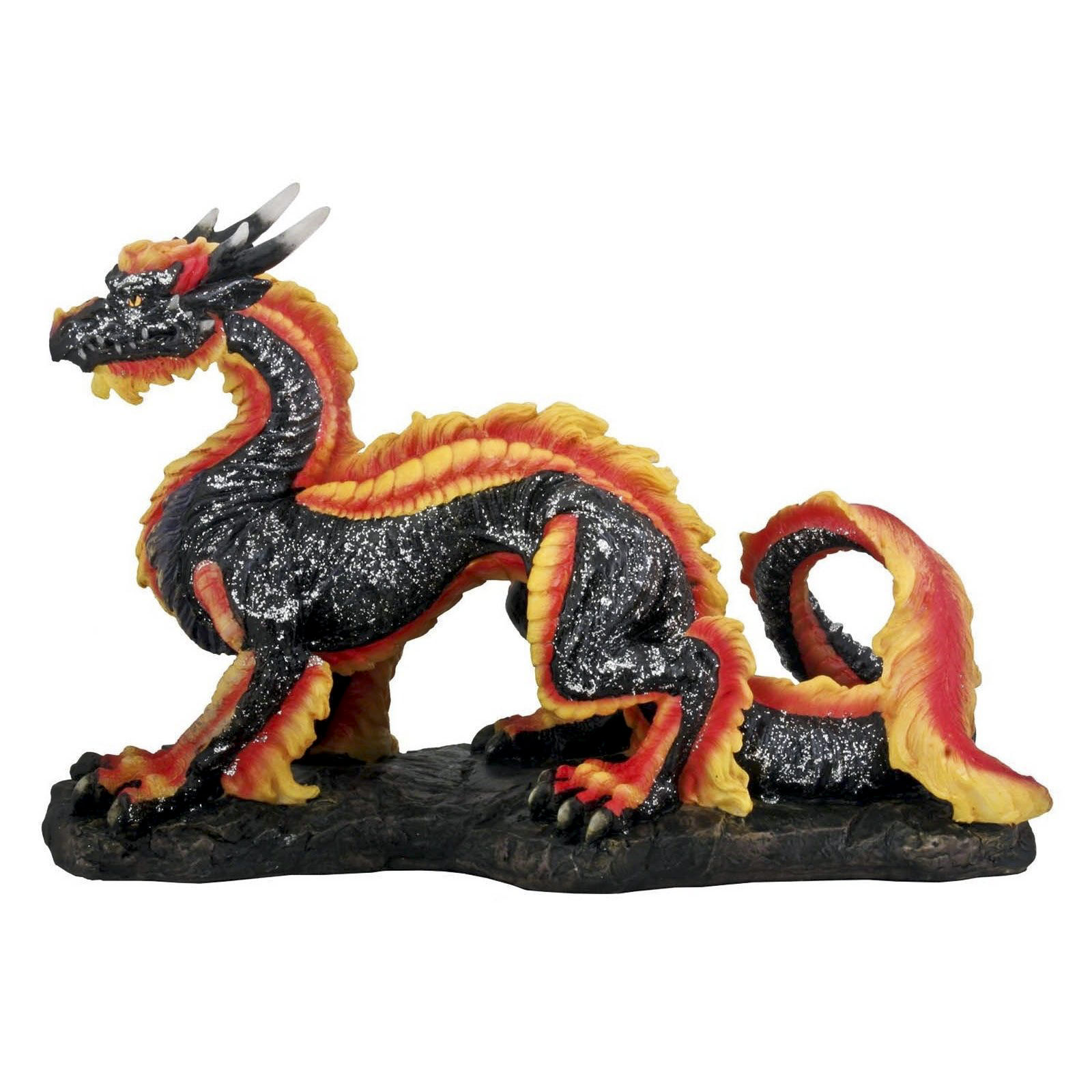 10" Lucky Chinese Dragon Black Collectible Figurine Statue Sculpture