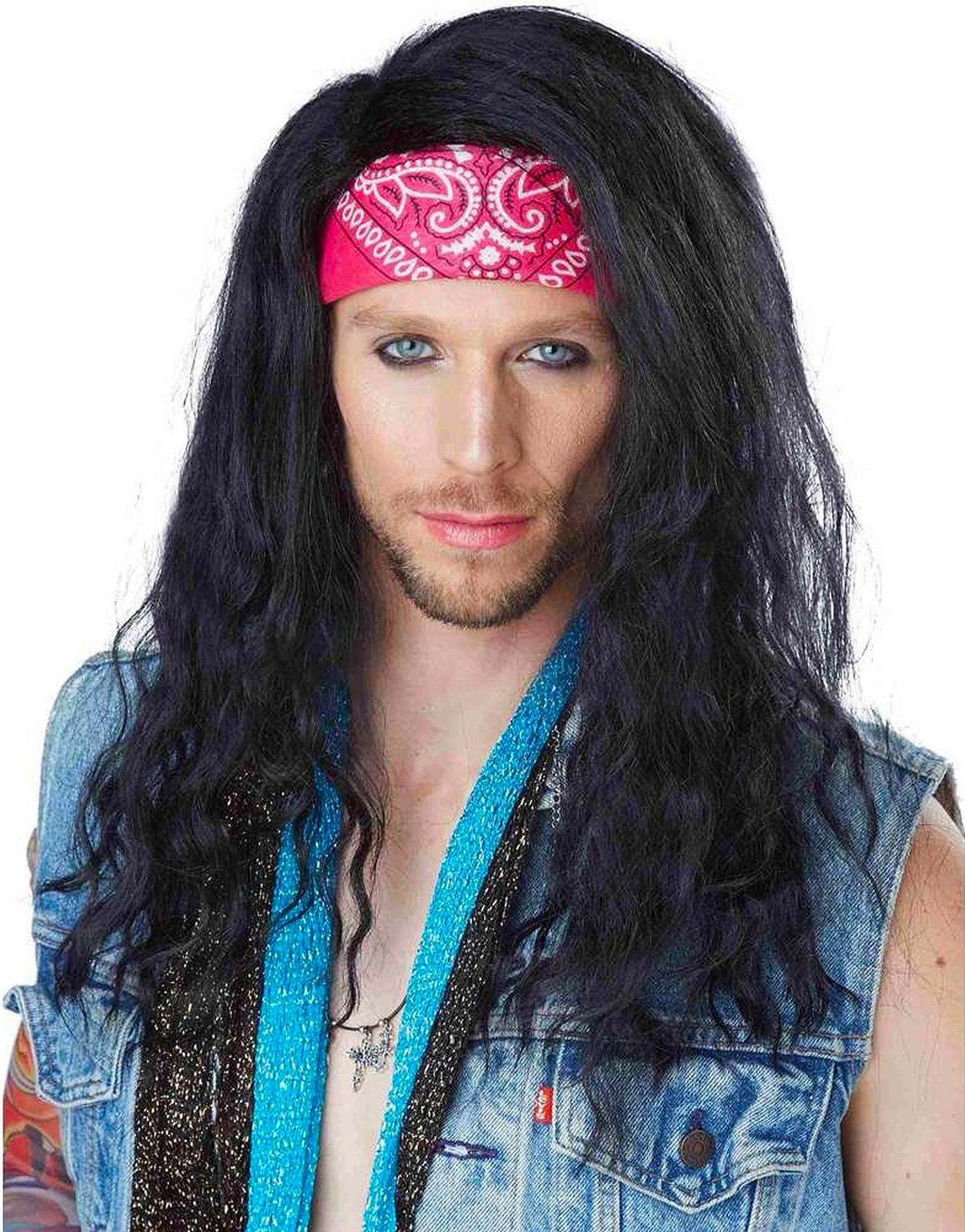 80's Glam Rocker Heavy Metal Poison Steel Panther Costume Wig Bandana
