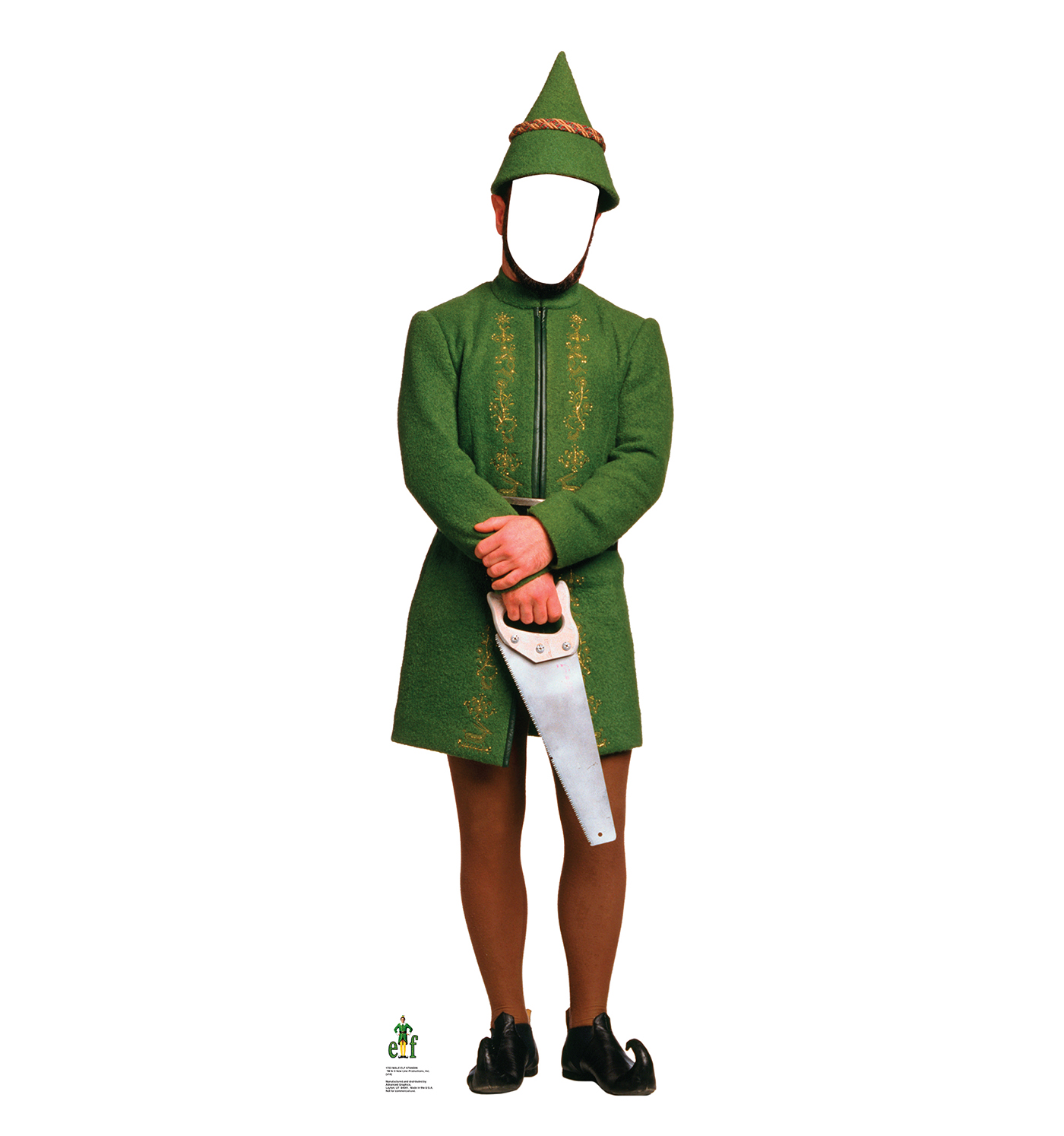 Life Size Free Standing Cardboard Cutout Of A Male Elf Face Is Open Allowing For Fun Photos