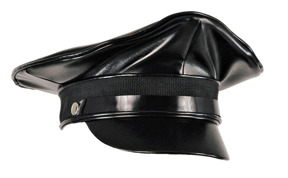 Dominatrix Faux Leather CHAUFFER Driving Police Cop Costume Hat Black