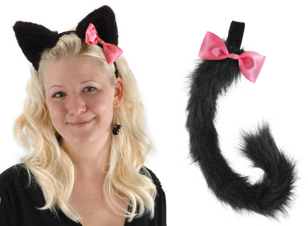 Cute Kitty CAT EARS TAIL Costume Adult Or Child BLAC