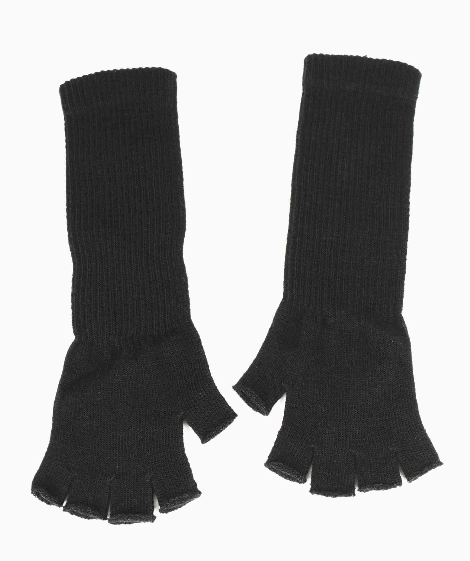 KNIT Arm Warmers Long Cuff Fingerless GLOVES Goth Emo Black