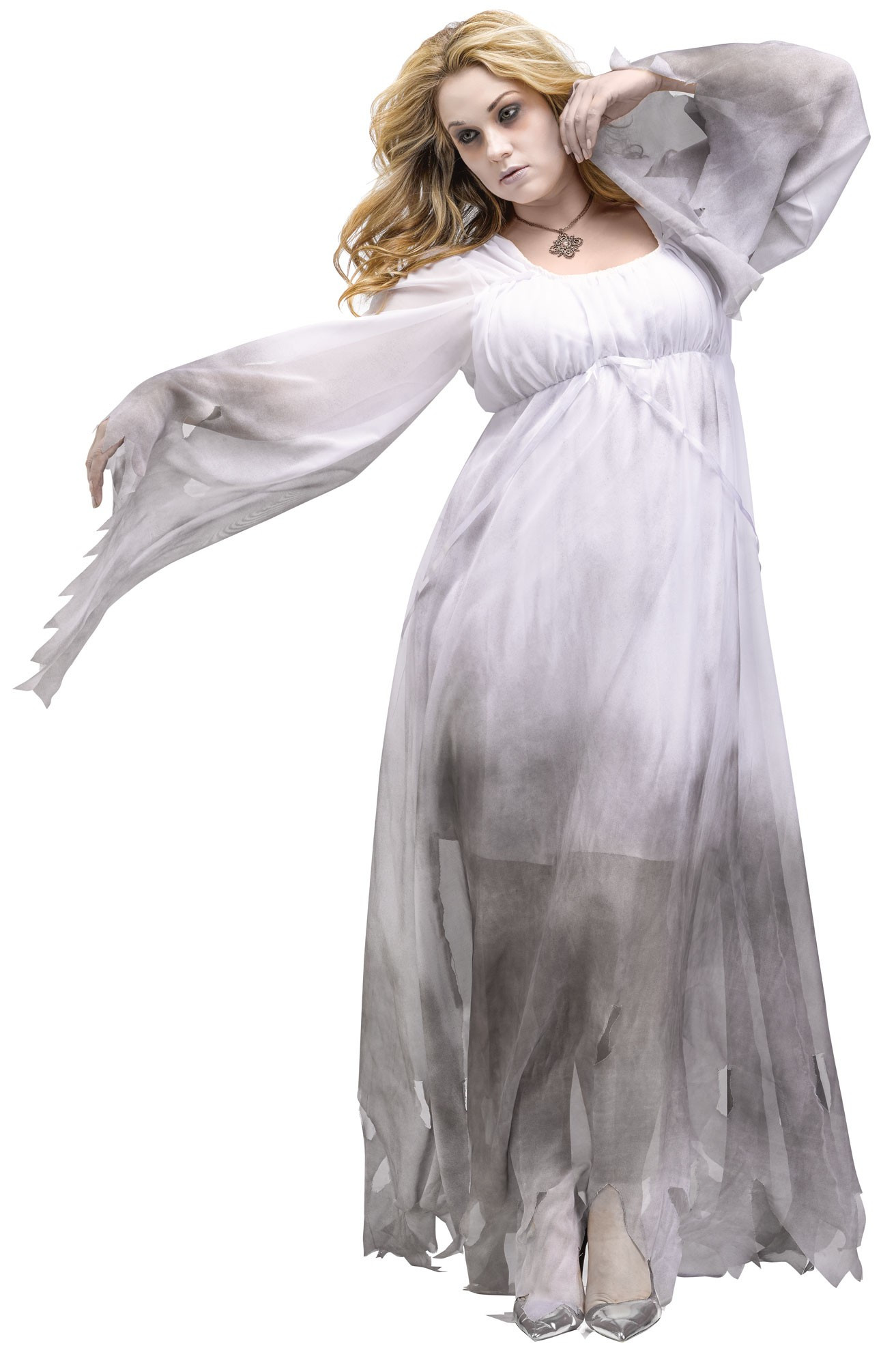 Gothic Ghost Undead Ghoul Gown Dress Plus Size Adult Womens Costume 1x 2x White Ebay 3547