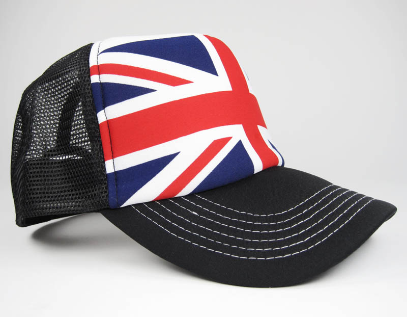UK Union Jack BRITISH Flag def Leppard Mesh Trucker Hat  