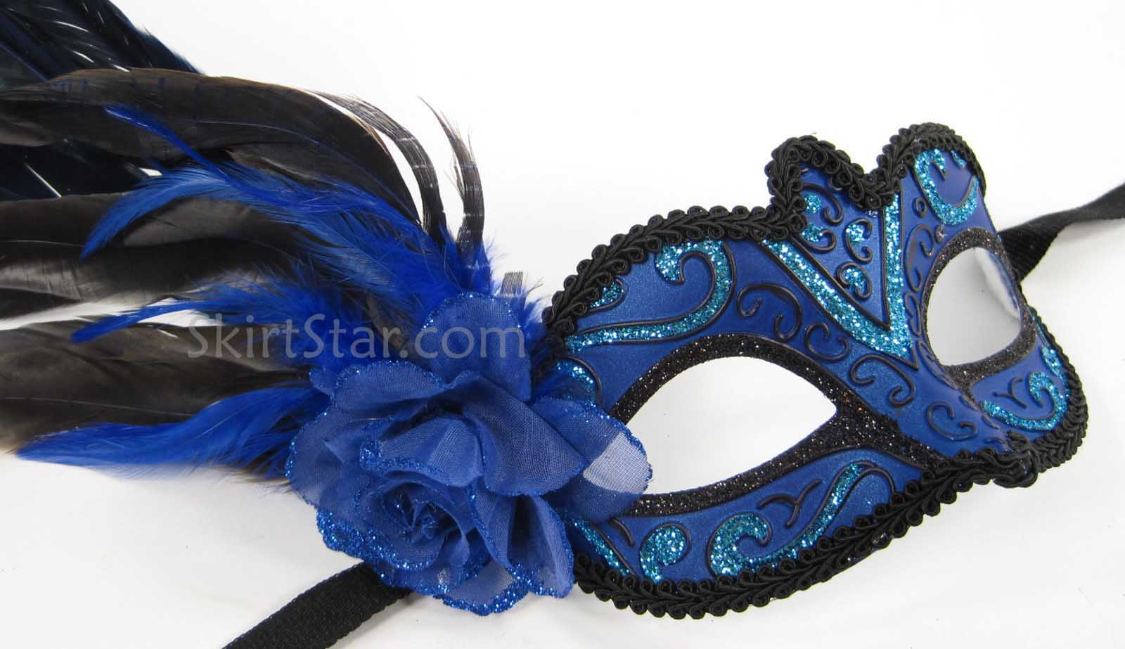 VENETIAN MASK Burlesque Costume Masquerade Feathers Carnivale ROYAL ...