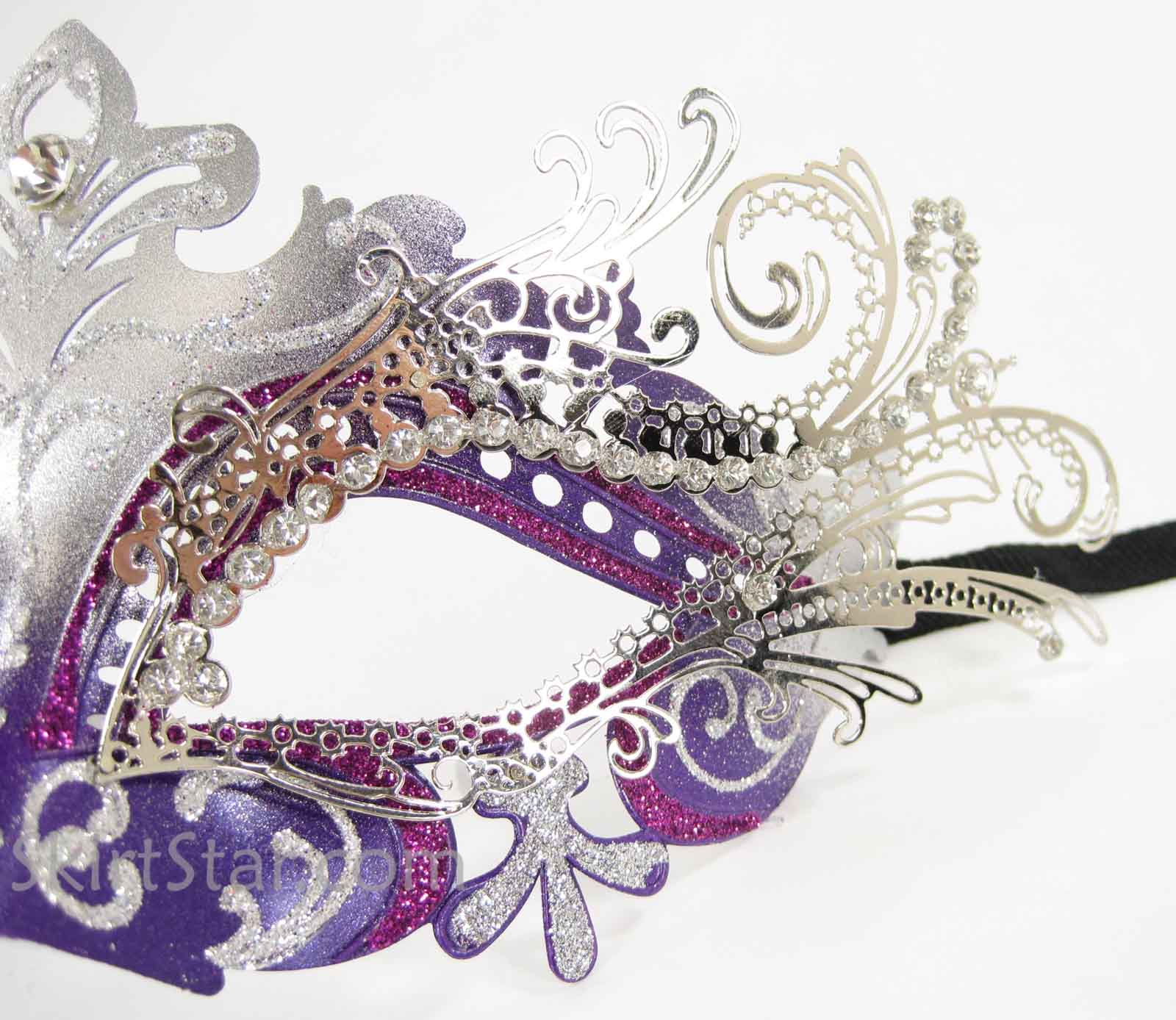 Laser Cut Metal Venetian Mask Masquerade Costume Purple Silver