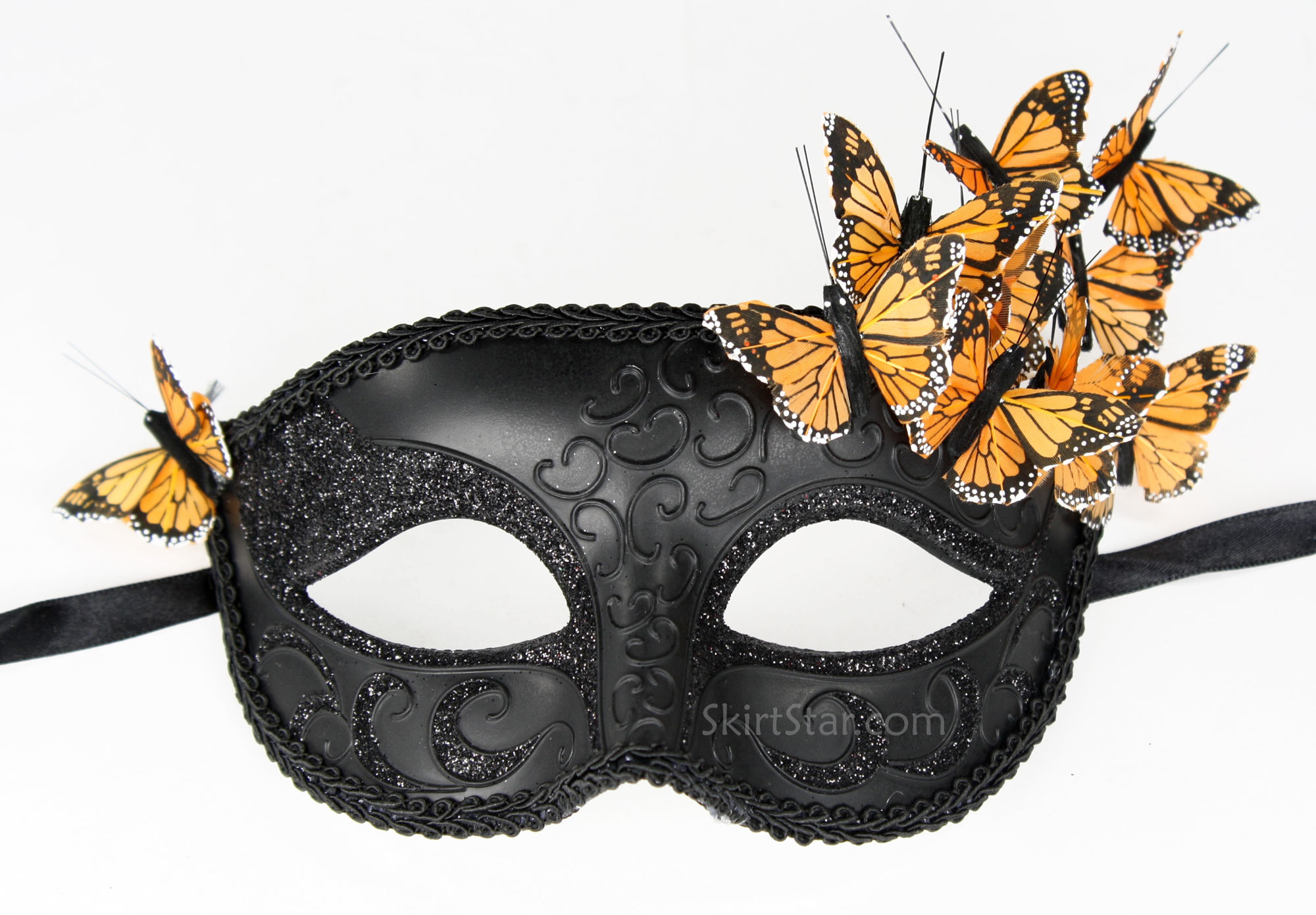 Monarch Butterfly Masquerade Mask Black Orange Prom Ball