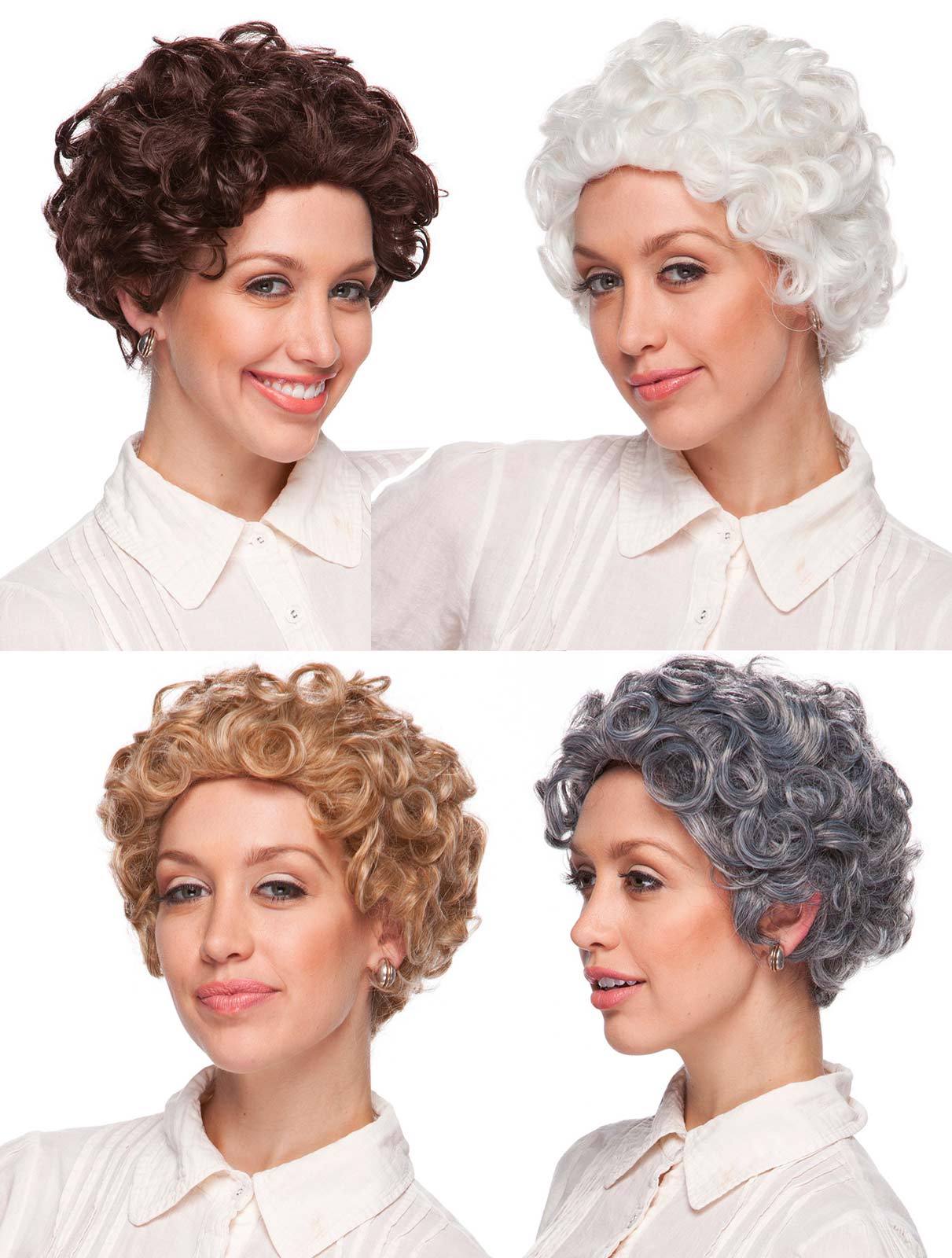 Mom GRANDMA old Lady Mrs. Claus Gray White Brown Blonde Hair Curly Costume Wig | eBay1211 x 1600