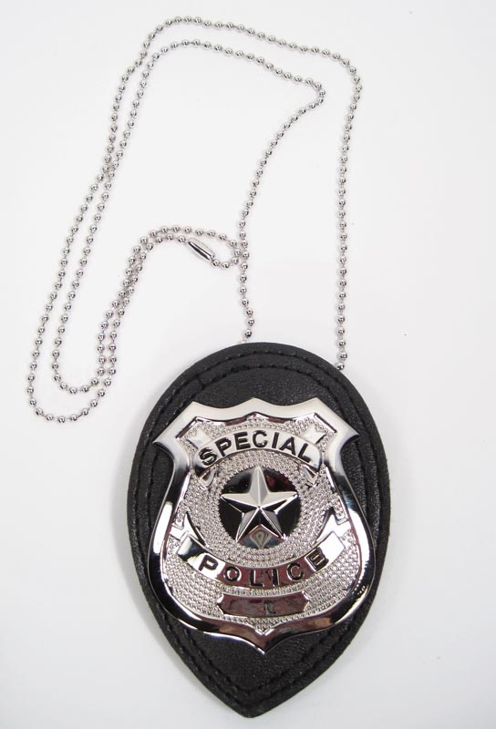 POLICE Cop Metal BADGE Chain Faux Leather CSI FBI Costume