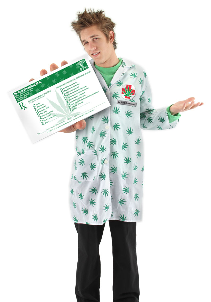 POT DOCTOR WEED MAN Leaf medical Marijuana Card Costume Kit  