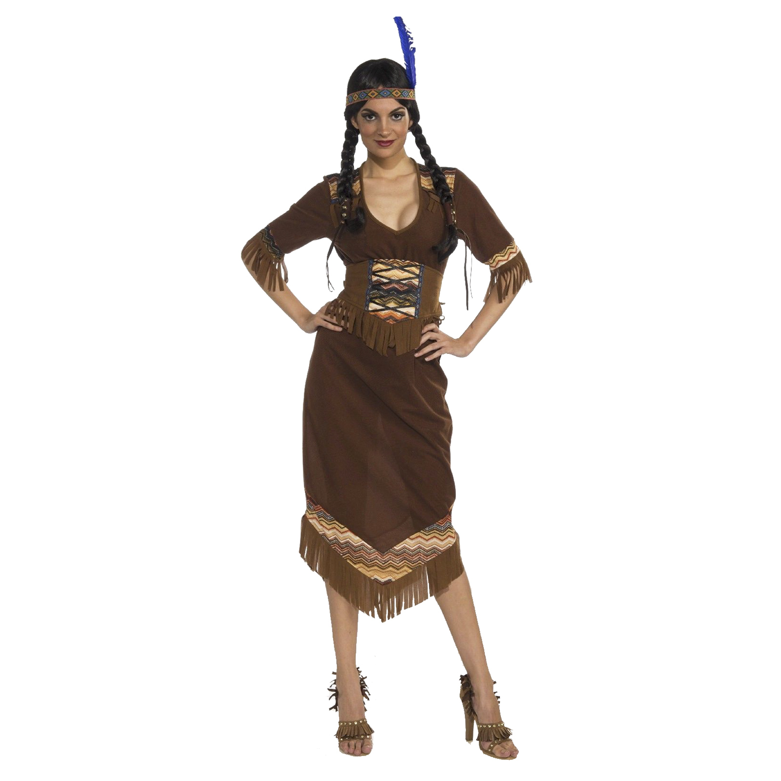 Sexy Native American Indian Pocahontas Adult Costume Dress Womens One Size