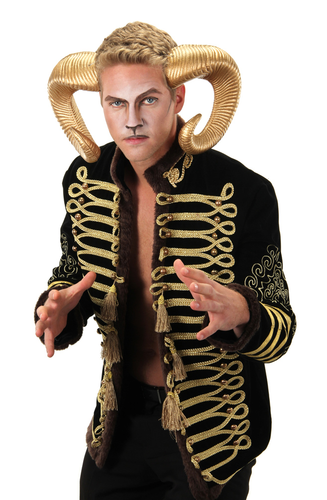 Gold Ram Satyr Sheep Goat Horns Mythical Animal Fairy Greek Costume