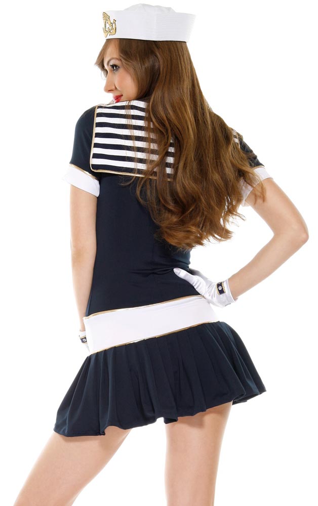 Sexy Womens Costume Naughty Sailor Pin Up Girl Navy Adult Dress Hat Xs 