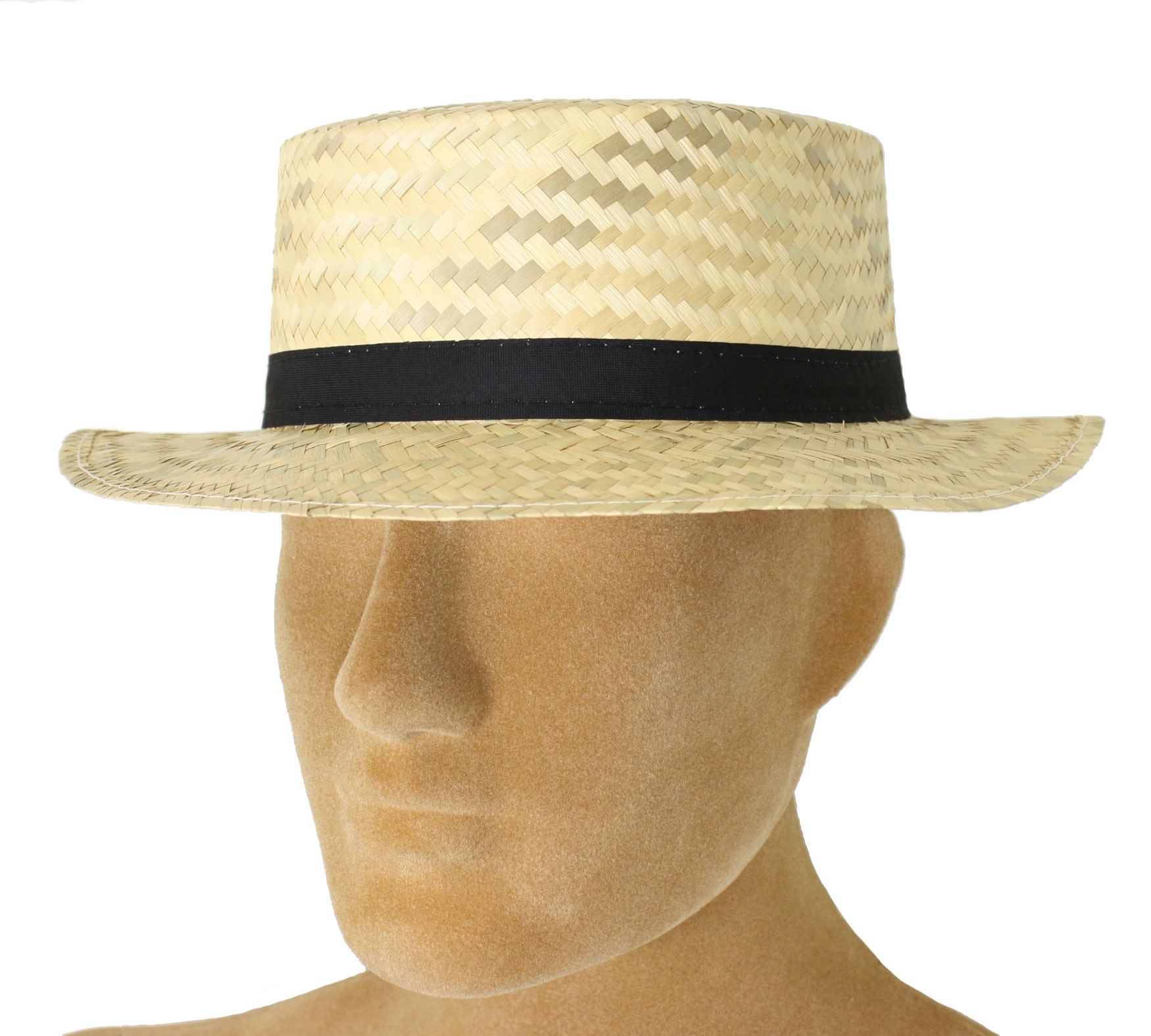 1920's Old Time BOATER Great Gatsby Sailor Straw Skimmer Flat Costume