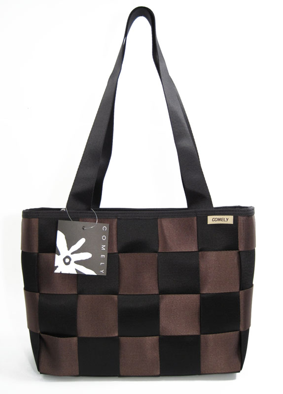 SEATBELT black chocolate brown checkered PURSE hand bag seat belt gift shoulder | eBay