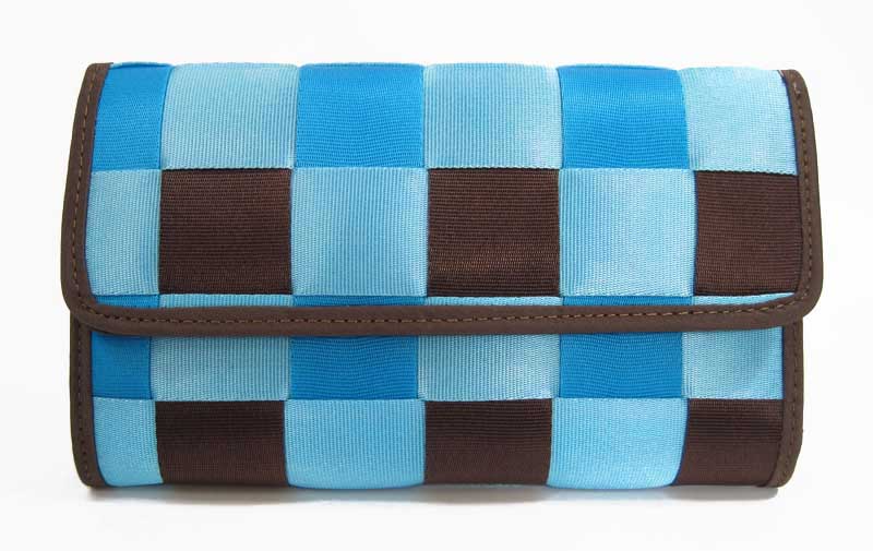 SEATBELT brown blue checkered PURSE hand bag seat belt | eBay