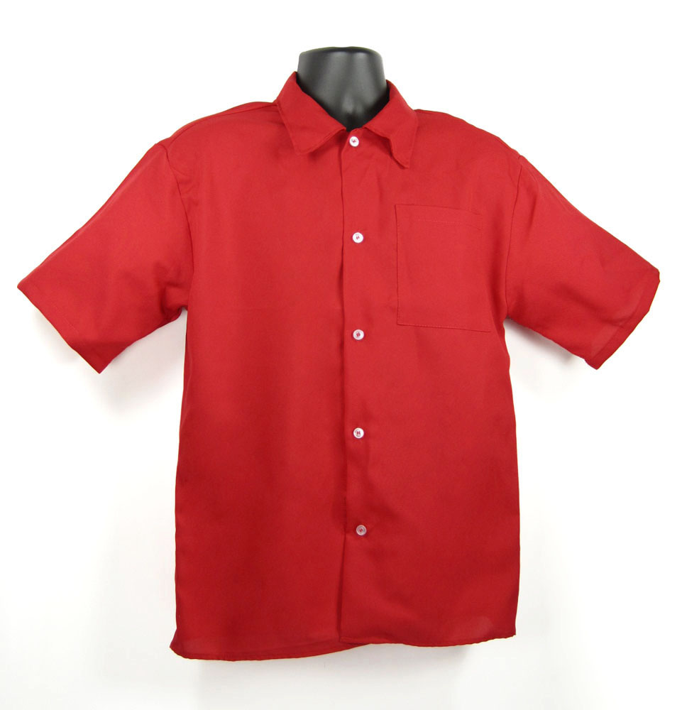 mens red button up shirt short sleeve