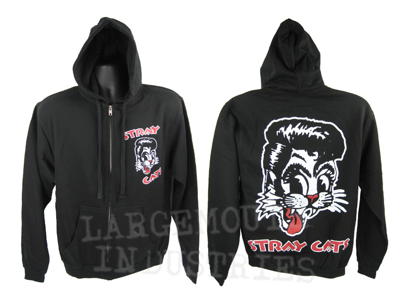 Stray Cats Brian Setzer Rockabilly Black Shirt Zipup Hoodie Sweatshirt