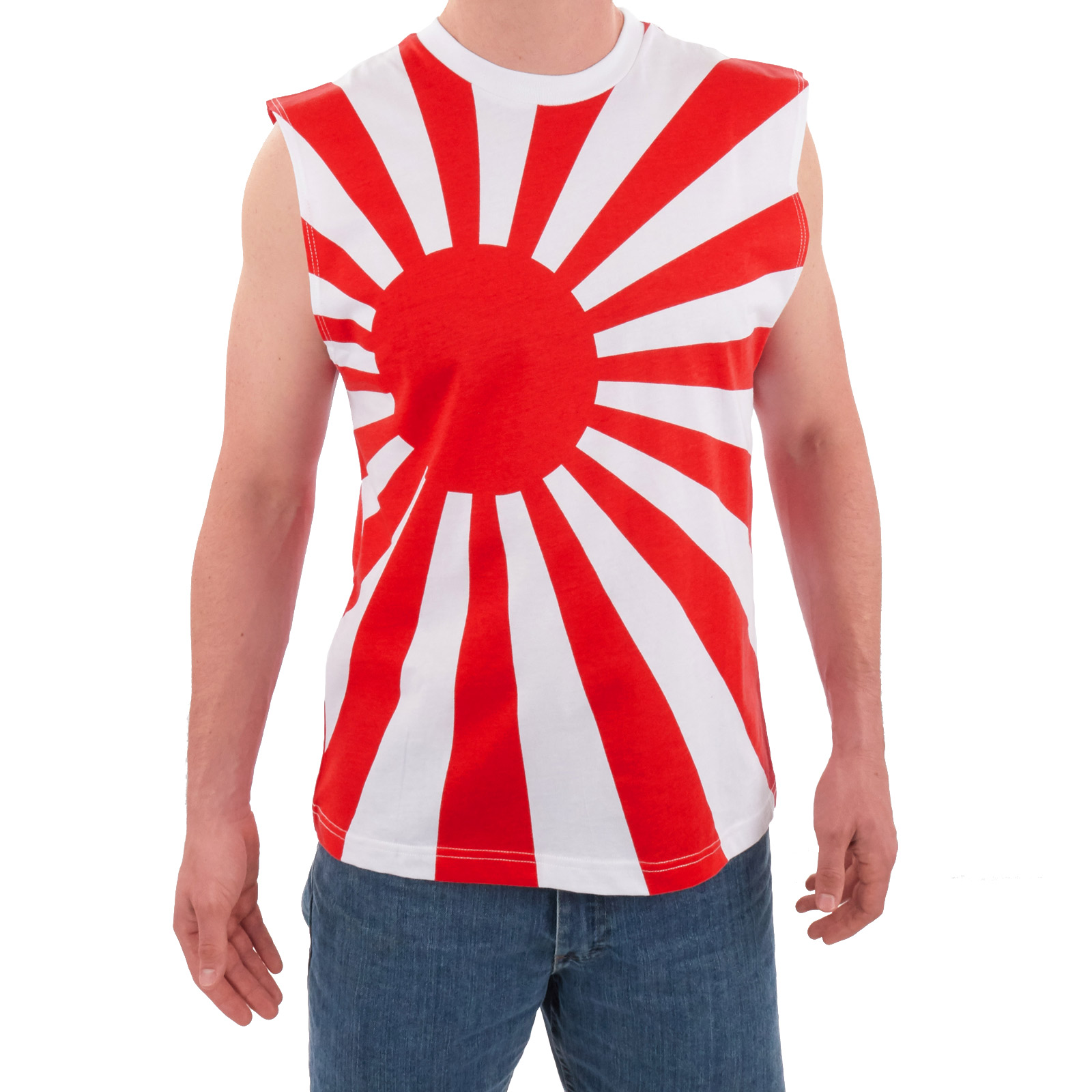 80s JAPAN Flag RISING SUN Kamikaze Sleeveless Tank Top Shirt Mens 