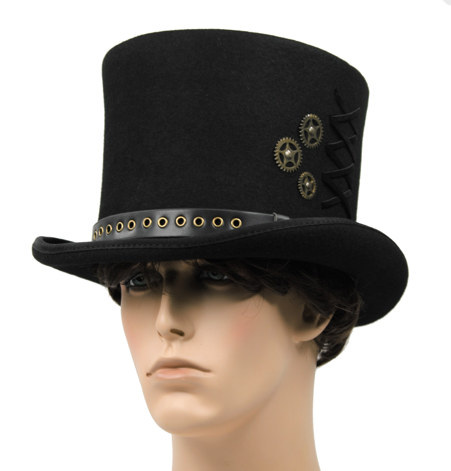 Victorian SteamPUNK Costume Top Hat Dickens Black with Gears eBay