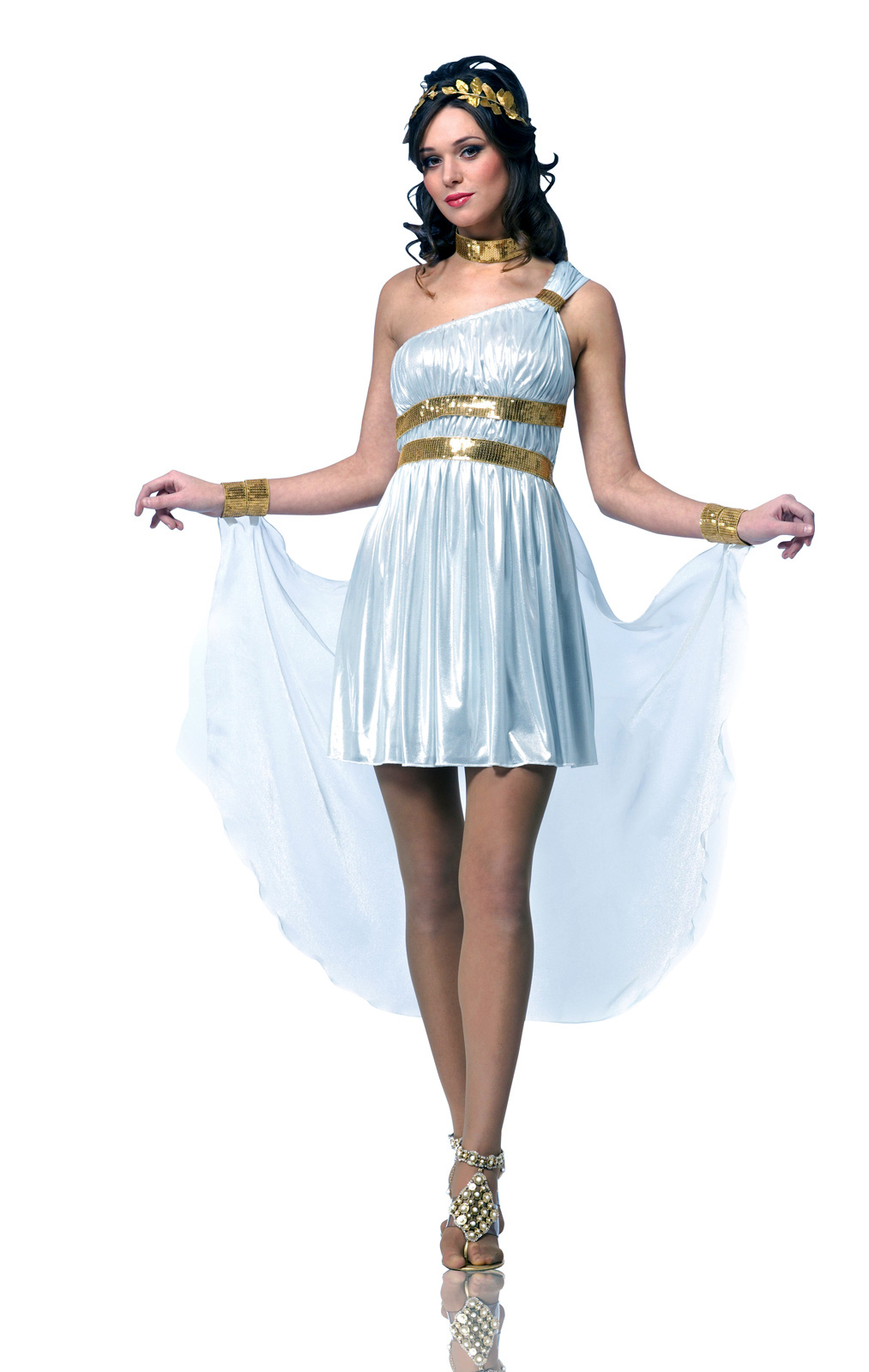 Greek Roman Goddess Queen Costume White Toga Dress Gown Fancy Venus Sparta.