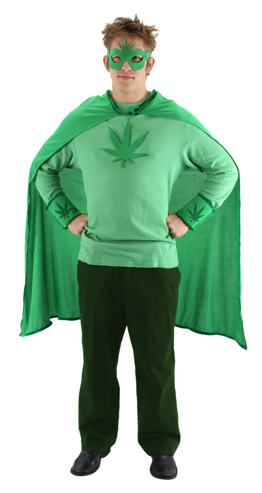 WEED MAN weedman Pot Leaf Marijuana Superhero Costume Kit