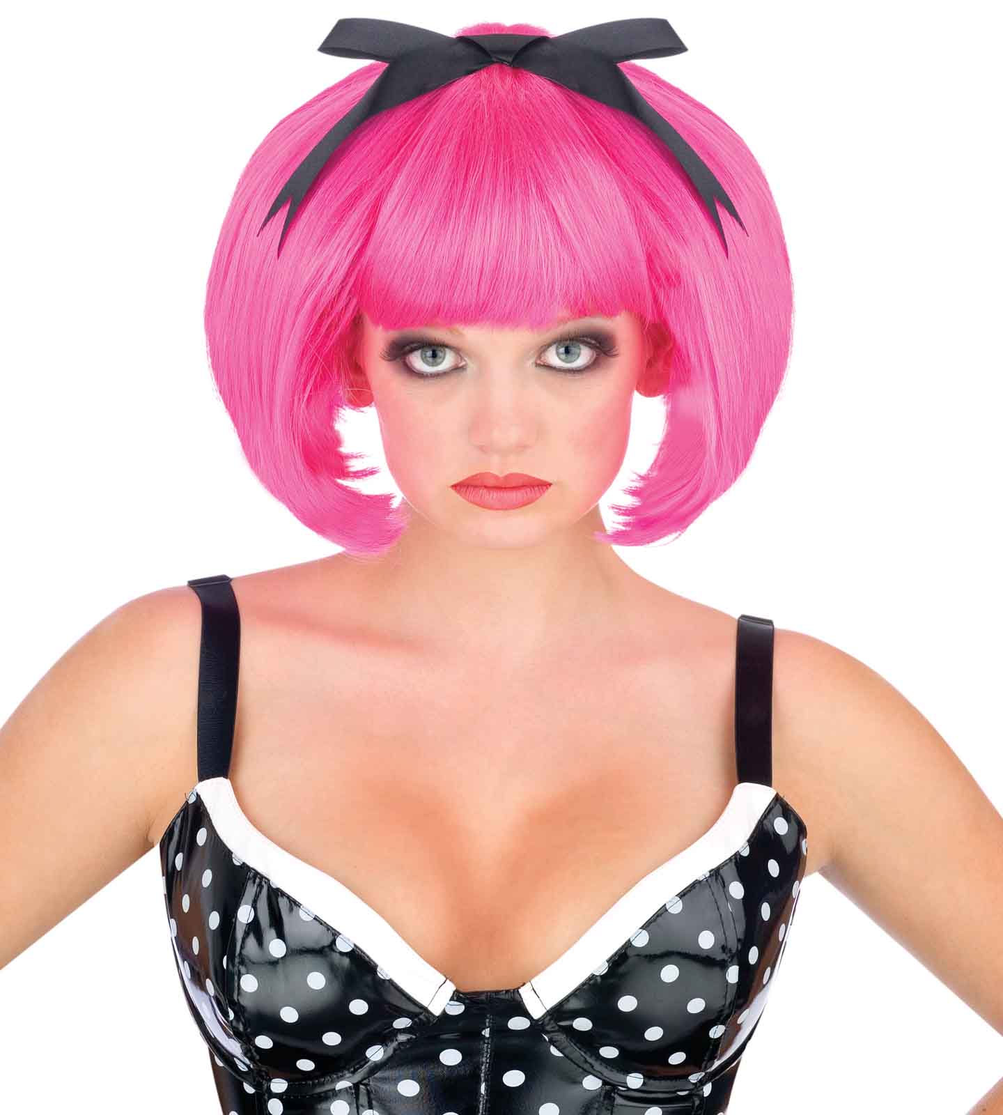 Short Hair Bob Wig With Bow Cosplay Hot Pink Ebay 