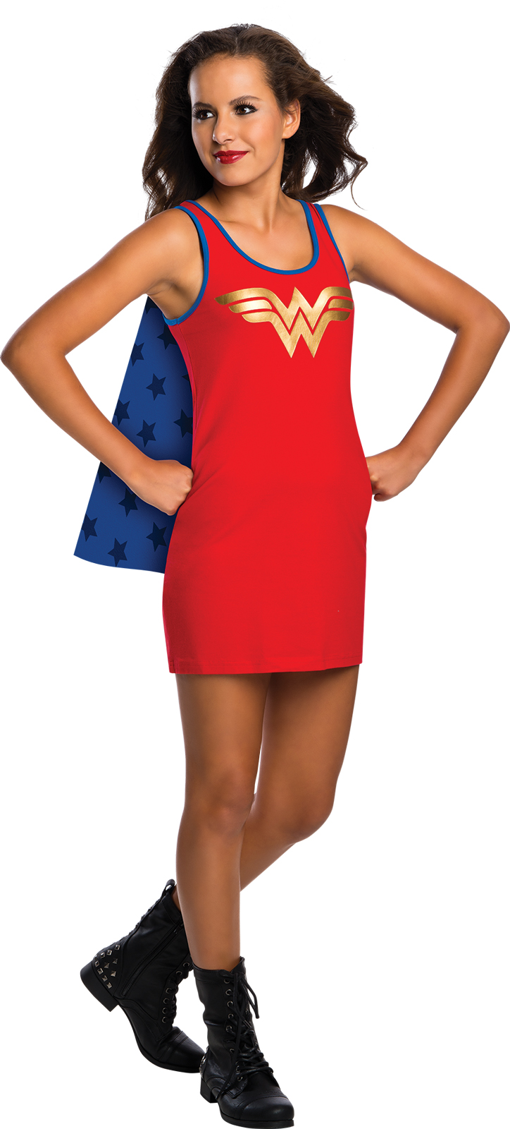 Wonder Woman Licensed Superhero Shirt Tank Dress Costume Cape WOMENS S M L