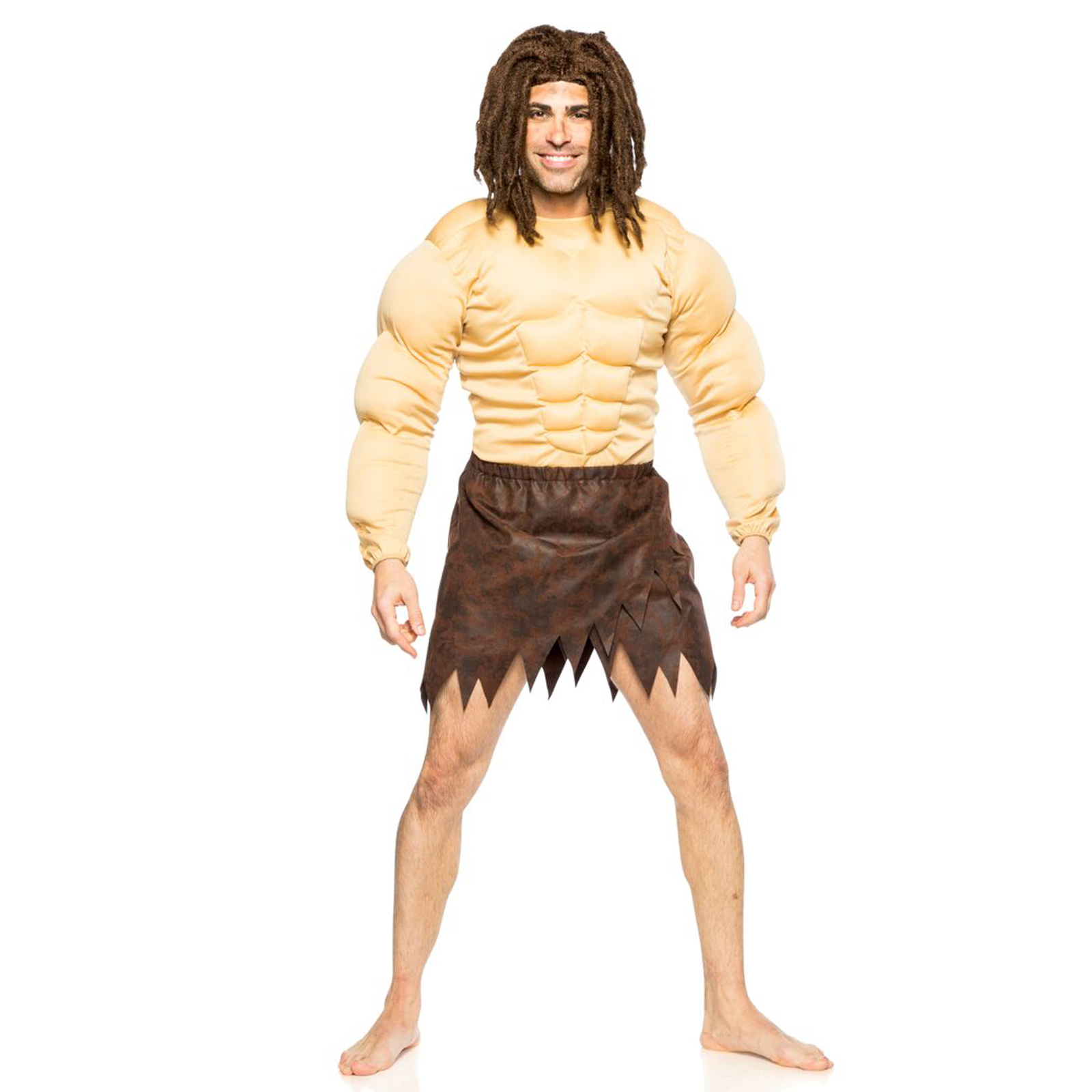 Men Mens Jungle Man Tarzan Padded Muscle Chest Wig Loincloth Adult Halloween Costume Clothing 