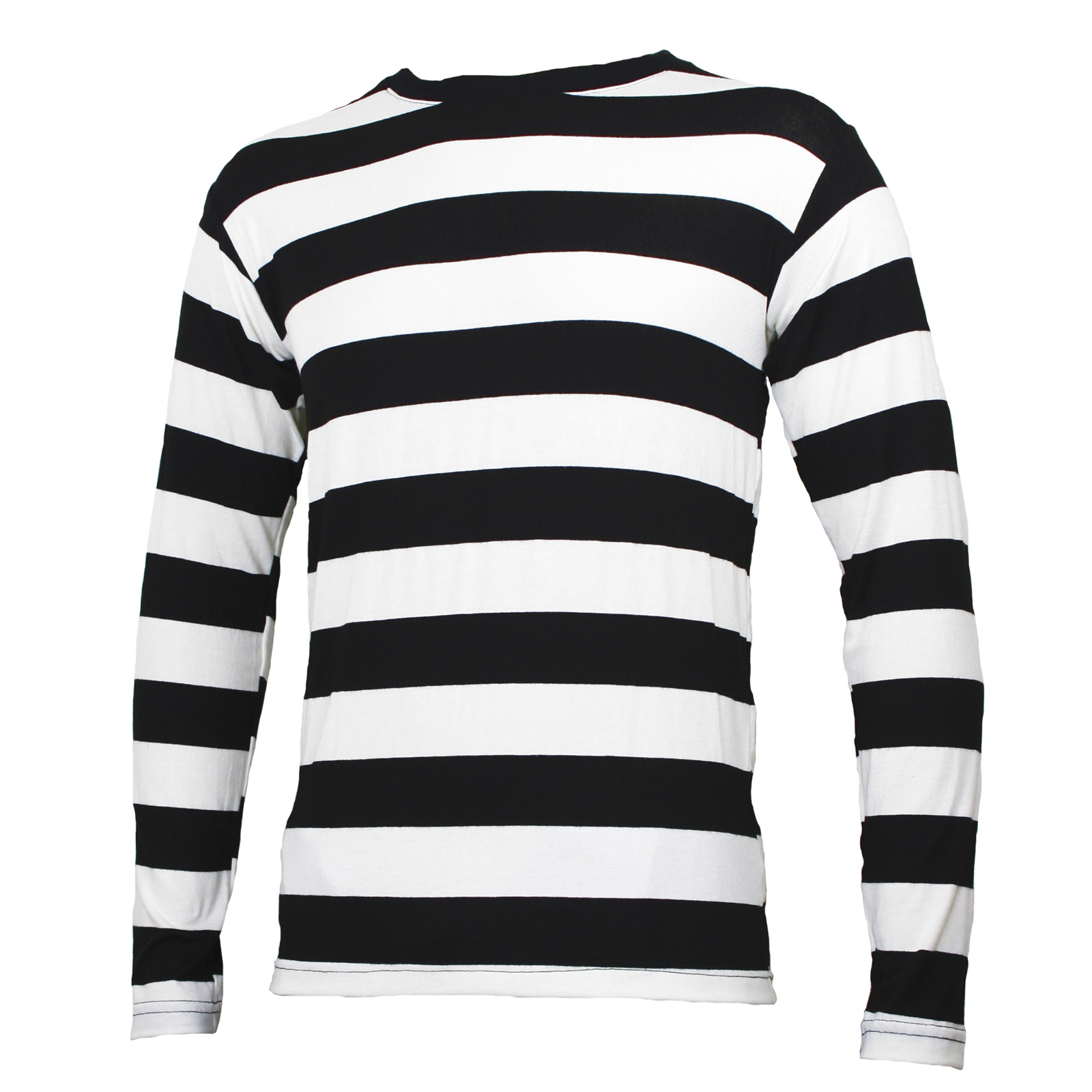 Mens Black And White Striped T Shirt Long Sleeve - Womens Round Neck ...