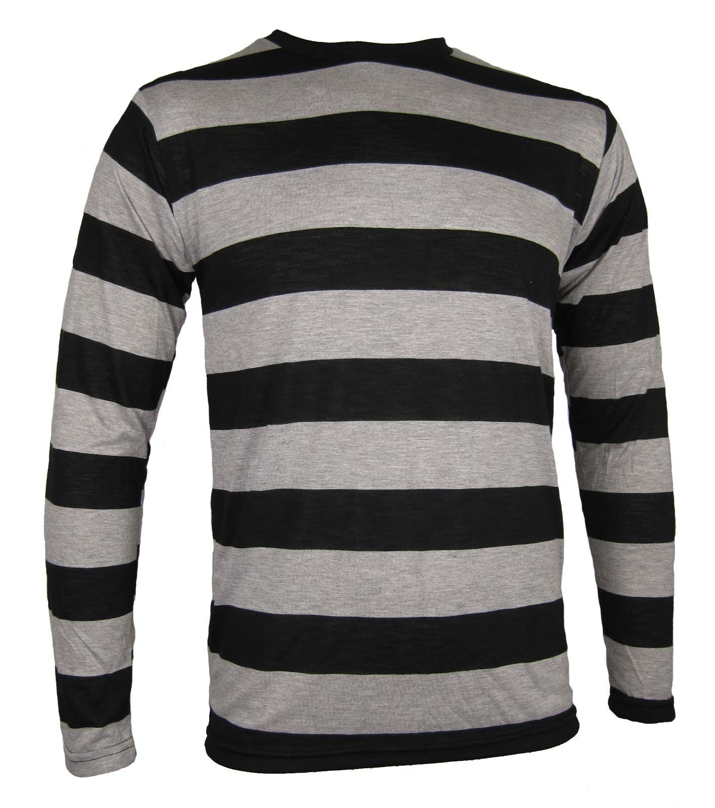 NYC Long Sleeve Punk Goth Emo Stripe Striped Shirt Black Light Grey s M L XL