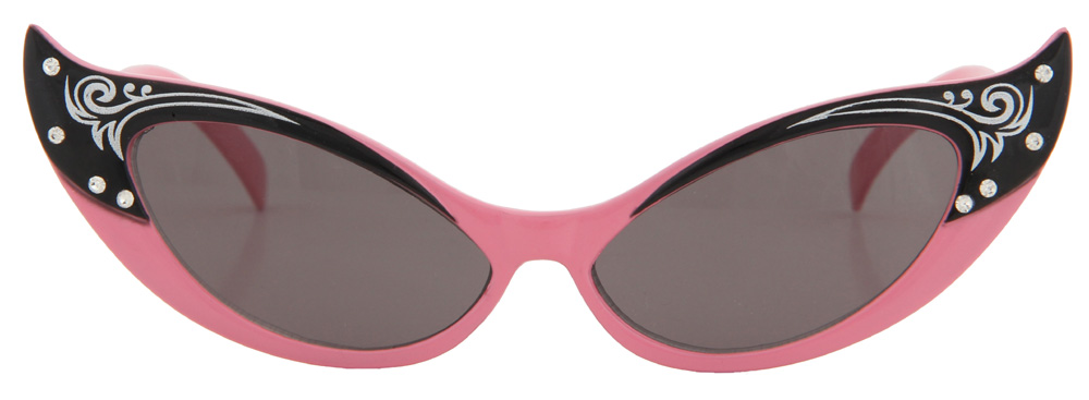 50s Rhinestone CAT EYE Vintage Style Sunglasses PINK Smoke  