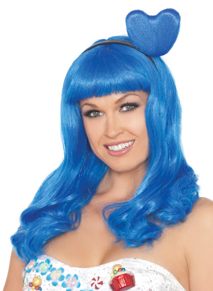 Katy PERRY California Girls Gurls Costume Heart Blue Wig Adult Womens ...