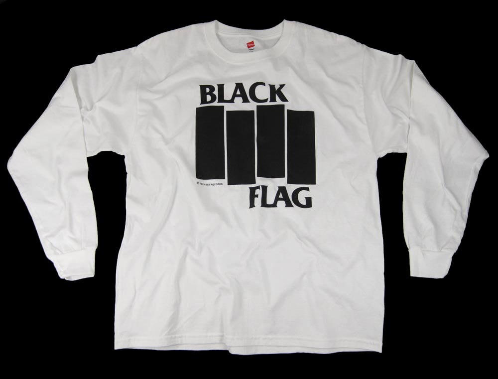 BLACK FLAG Bars Logo OLD School PUNK LONG SLEEVE Shirt White XL | eBay