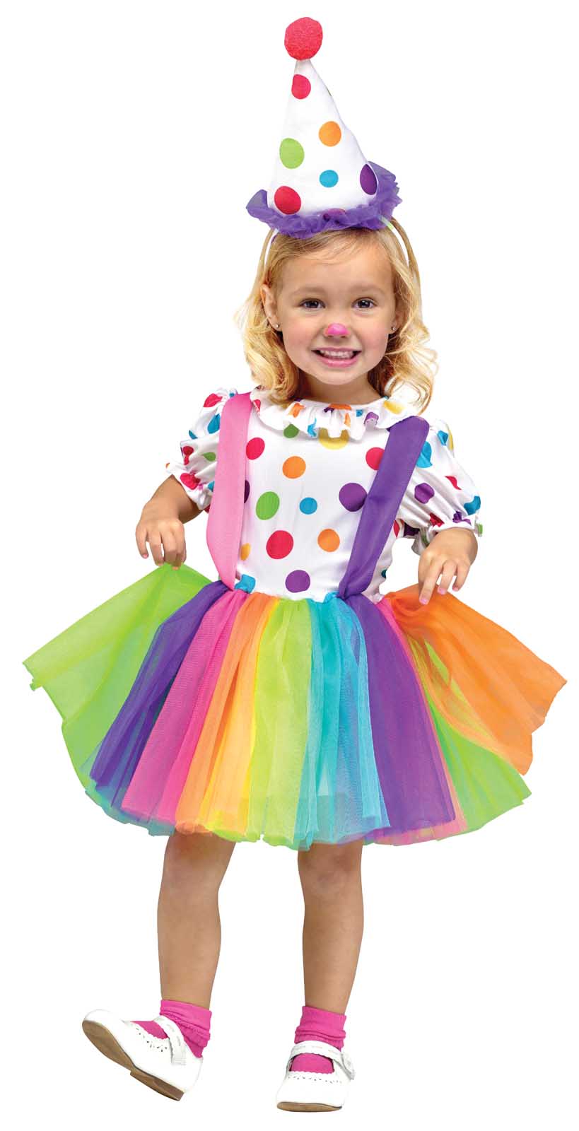 Big Top Fun Clown Costume Child Girls Toddler Polka Dot Dress Tutu Cone ...