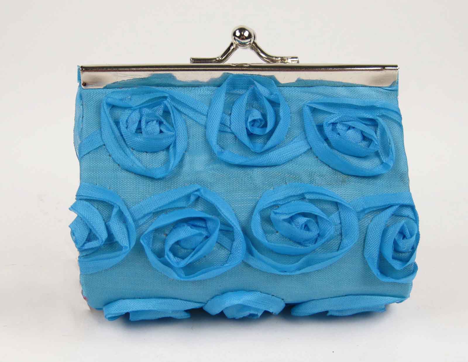Floral Flower Coin Purse Kisslock Blue Women Change Small Gift Stocking Teen New