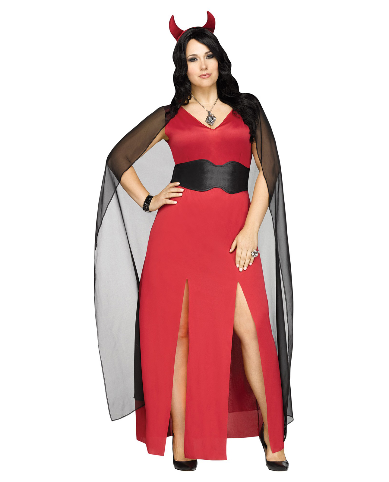 Devilicious Plus Size Women's Devil Red Halloween Costume Dress Cape 1X ...