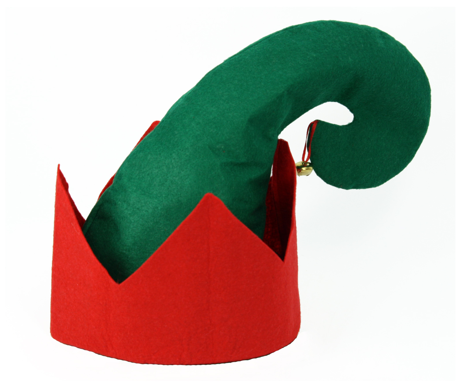 Jingle Bell Elf Christmas Hat Red Green Costume Holiday Felt Unisex