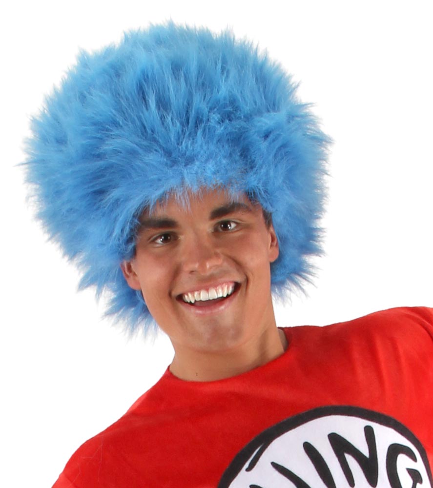 Thing 1 Or 2 Cat In The Hat Dr Seuss Adult BLUE Hair Costume Wig