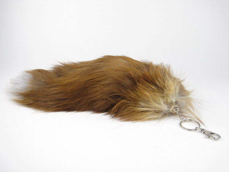 FAUX Fur Bohemian Clip on Tail animal Brown PURSE CHARM